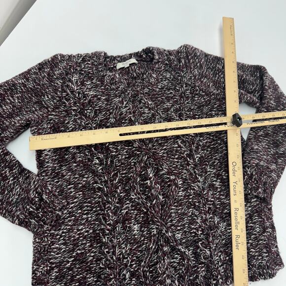 Madewell Sweater Womens Small Purple Marled Firelight Cable Knit Side Slit - Picture 9 of 10